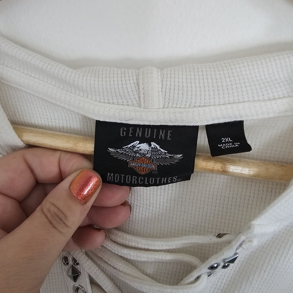 Womens 2XL Harley Davidson Henley Hoodie - Picture 5 of 6